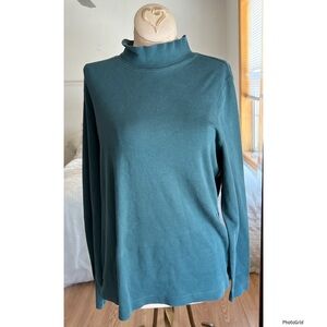 Peruvian Collection Prima Cotton Mock Neck Green Top